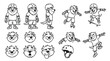 © rashyn - Skater Wolf Mascot Character Design Sheet Line Art Illustration