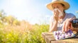 © Nei Mar - Woman using allergy medicine while sneezing in grassy outdoor area