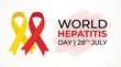 © mother - World Hepatitis Day banner with yellow and red ribbons, 28th July medical awareness concept, healthcare poster