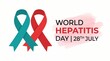 © mother - World Hepatitis Day banner, 28th July medical awareness poster, red and teal ribbons on white background