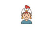© Watirah_Martodimejo - A cartoon illustration of a person wearing a funny chicken hat.