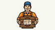 © Siti Rahman - Happy Worker Holding 'Made In USA' Crate