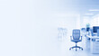 © fu-fu - Empty blue office chair in a bright modern office with copy space, recruitment and labor shortage concept