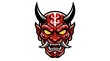 © Kerbau - Red Oni Mask with Horns and Fierce Expression, Japanese Folklore Demon