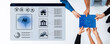 © InfiniteFlow - Hands Collaborating on Digital Puzzle and AI Concept Using Infographic Representation with Data and Analytics Elements in a Modern Office Setting. Bitwise.