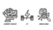 © MAHMUDA  - Algorithmic trading icons representing automated trading bot high frequency trading hft and arbitrage scanner with algorithm automation artificial intelligence frequency arbitrage technology