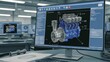 © Urme - Engineering designer design 3D CAD software program Industrial engine model mechanical dimensional digital manufacturing factory engineer computer screen. 3d rendering.