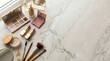 © Dwi - Professional cosmetic products and brushes on white marble surface