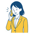 © Shousei - スマートフォンで通話をする女性を描いたシンプルな人物イラストです。問い合わせ対応や電話相談、カスタマーサポートの場面に活用できます。