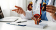 © NUR - Doctor demonstrates urinary system model with kidneys bladder and ureters medical anatomy