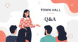 © Viona - Town Hall Q&A: Speaker Addressing Audience in Modern Flat Illustration Style