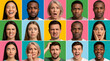 © Rifat - Fifteen diverse people displaying a range of human emotions and expressions faces portraits