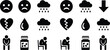 © Icon Stock - Heartbreak and Grief Emotion Symbol Icons for Apps