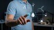 © Nazmul - Man's hand actively touching a futuristic digital interface for smart water resource management, IoT automation, sustainable living, environmental monitoring concept modern technology business concept