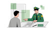 © Citra - Customs Officer Inspecting Traveler's Passport and Documents at Border Control