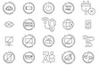 © Pratima - Set of 20 outline icons related to digital detox. Icon of featuring no phone, no computer, offline, notification off, reading, digital lock, brain care. Vector illustration.