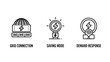 © MstMajesaBegum - Grid connection saving mode demand response icons with connection response illustration electricity technology management efficiency consumption optimization building infrastructure