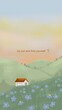 © anria - Illustration wallpaper of mountain scenery, flower garden and small house