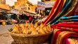 © caxo - Traditional Moroccan market with vibrant textiles and spices.