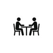 © Jannati - Two people sitting at a table across from each other talking vector icon