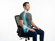 © mobil - Man sitting in office chair with correct posture and spine alignment illustration