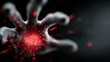 © Island - Digital virus attack visualization in cyber network with glowing red core and dark background