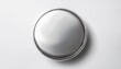 © Ann - blank silver button badge or round metallic pin mockup with customizable surface top view and white background