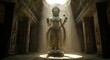 © Hudey - Ancient statue illuminated by a dramatic beam of light in a temple interior