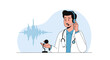 © Tiara - Doctor with Headset and Microphone, Representing Telemedicine and Online Medical Consultation with Soundwaves