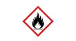 © Gitar - Red flammable hazard symbol isolated on white background.