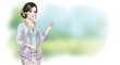 © Airputihsegar - Woman in floral dress holding a glass of water outdoors.