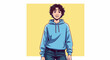 © ahmad - Anime character illustration of young man in blue hoodie.