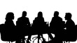 © MdShamim - Silhouettes of people sitting in a meeting isolated on transparent background, Vector