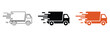 © gevan - Fast shipping delivery truck icon set vector featuring quick shipping and logistics services symbol for courier transport, freight delivery, and e commerce supply chain graphics, vector, designs