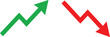 © Rehena - Green arrow pointing up and red arrow pointing down for business growth and decline analysis