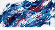 © Sarmin - Vibrant abstract painting with blue, red, and white brushstrokes on white background