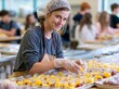 © Justin - Cafeteria staff member arranging fresh vegetables for healthy school meals
