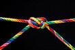 © caiyun - Colorful rope tied in a knot on black background