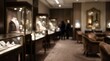 © Rajanikant - Luxury jewelry store interior blurred background boutique retail shop display cases elegant showroom high end fashion commercial space