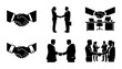 © Mahir - Business Handshake Icons Set: Partnership, Agreement, Collaboration, Corporate Dealings, Professional Meeting