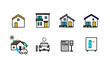 © pomme - 電気自動車とV2Hと省エネ住宅のスマートハウスのアイコンイラスト