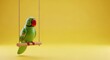 © zezen - Green parrot on swing toy bird.