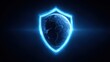 © ColorMelt - Digital shield protecting planet earth with glowing blue futuristic technology