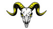 © Entus - Stylized ram skull with vibrant yellow horns and glowing eye sockets