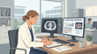 © Celestial - Female doctor analyzing medical scans with AI diagnostic software