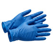 © Yohan - Pair of blue disposable nitrile medical gloves on a black background