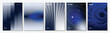 © TWINS DESIGN STUDIO - Abstract presentation cover templates vector set. Dark blue and silver gradient backgrounds with motion rays, spiral shapes and orbit lines for brochure, annual report and future design.