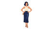 © Bakso - Elegant Woman in Halter Top and Silk Skirt with Handbag