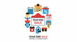 © cupek - Colorful icons surround a year-end sale sign