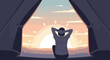 © Qays - Person Gazing At Sunrise From Tent Opening
